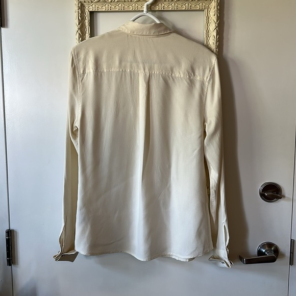 J. MCLAUGHLIN | Cream Dress Shirt Classic Collar Silk Button Down - Picture 9 of 12